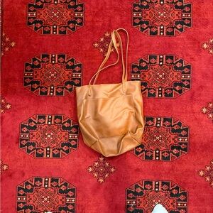 Tan Leather Tote with Relaxed Bohemian Style
